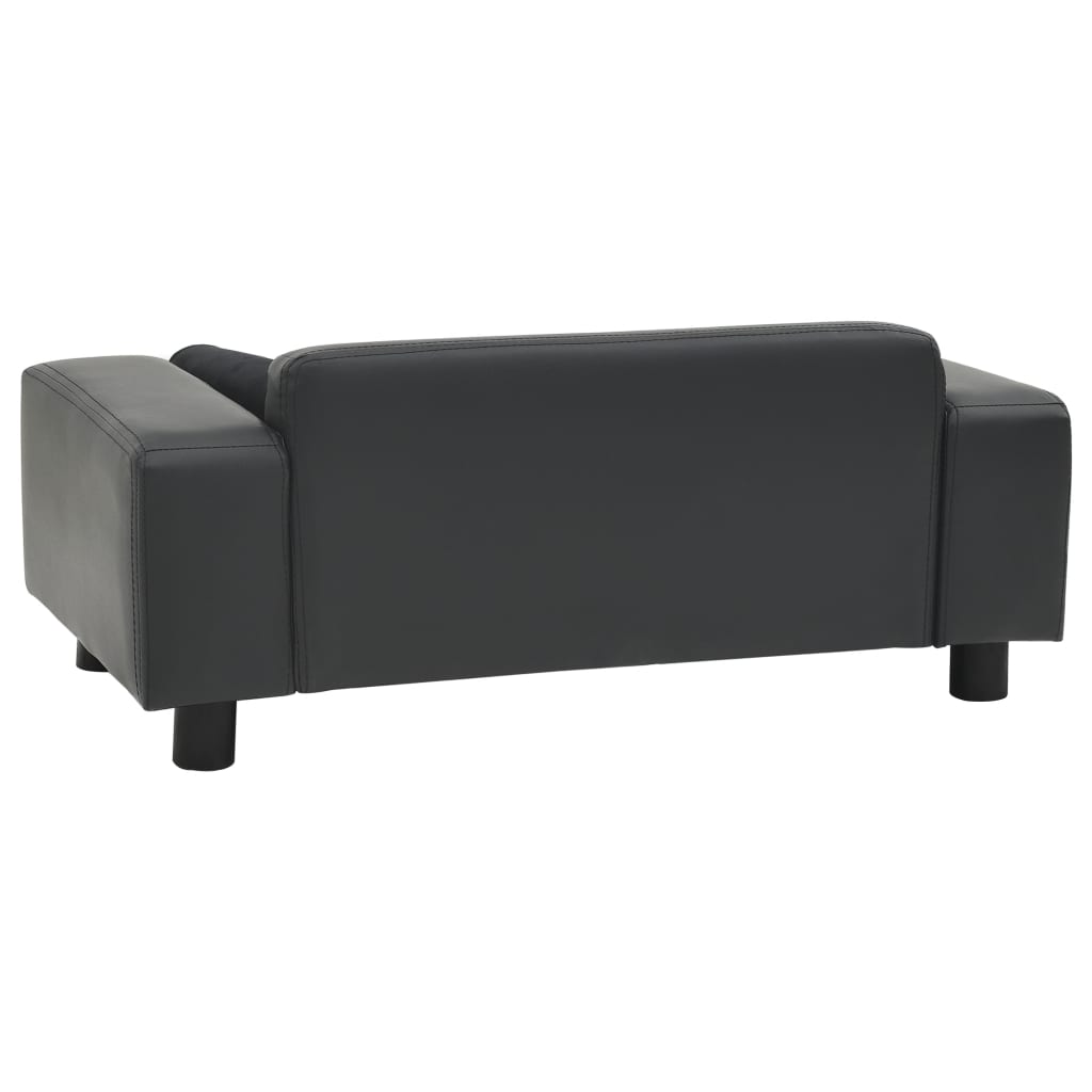 Vidaxl Dog Bank 81x43x31 cm en peluche et en cuir artificiel gris foncé