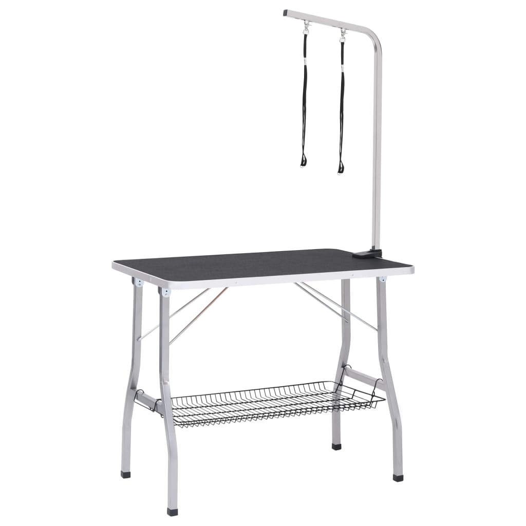 Table de garniture de chien vidaxl réglable avec 2 boucles et science de stockage