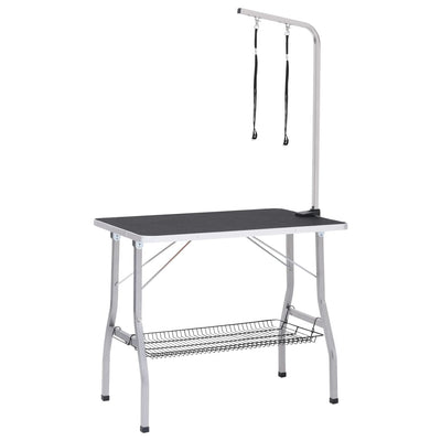 Table de garniture de chien vidaxl réglable avec 2 boucles et science de stockage