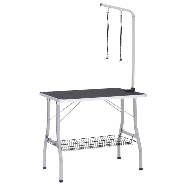 Table de garniture de chien vidaxl réglable avec 2 boucles et science de stockage