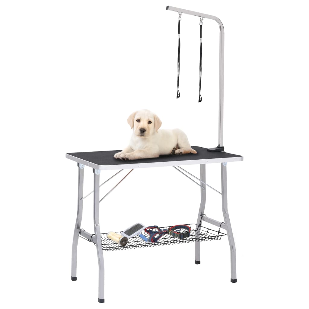 Table de garniture de chien vidaxl réglable avec 2 boucles et science de stockage