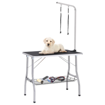 Table de garniture de chien vidaxl réglable avec 2 boucles et science de stockage