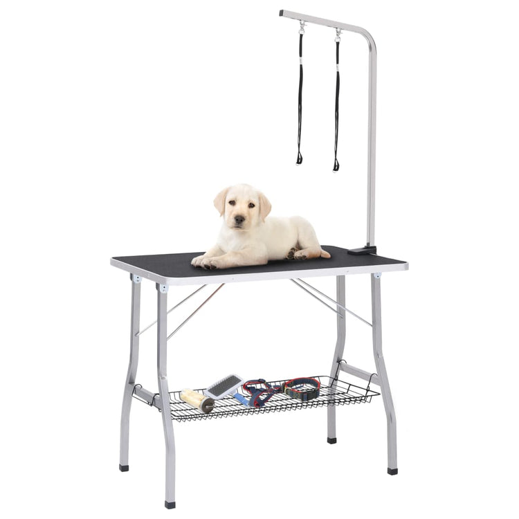 Table de garniture de chien vidaxl réglable avec 2 boucles et science de stockage