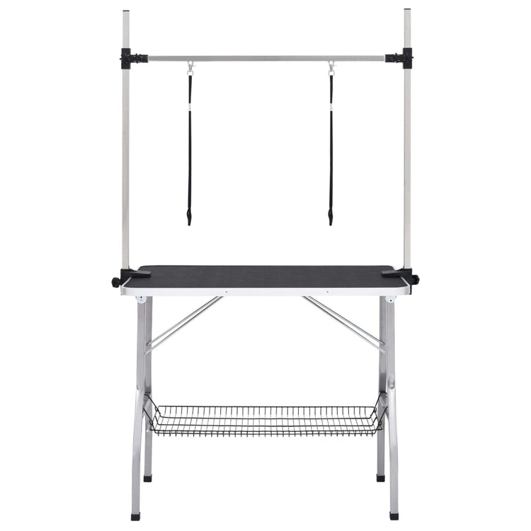 Table de garniture de chien vidaxl réglable avec 2 boucles et science de stockage