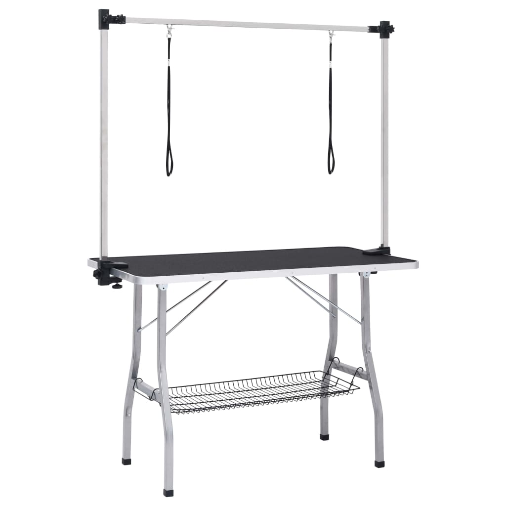 Table de garniture de chien vidaxl réglable avec 2 boucles et science de stockage