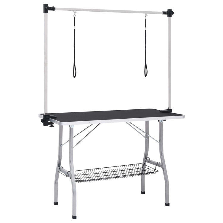 Table de garniture de chien vidaxl réglable avec 2 boucles et science de stockage