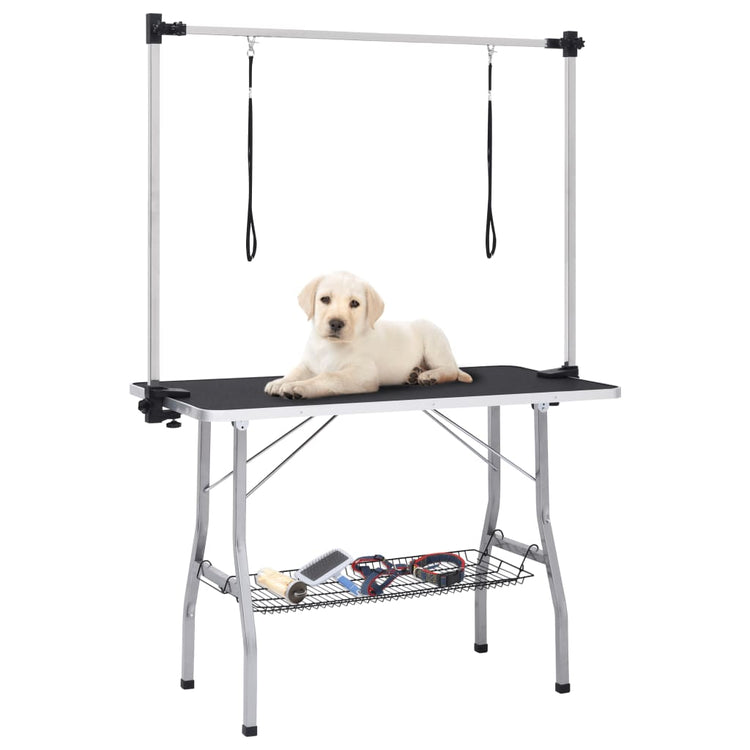 Table de garniture de chien vidaxl réglable avec 2 boucles et science de stockage