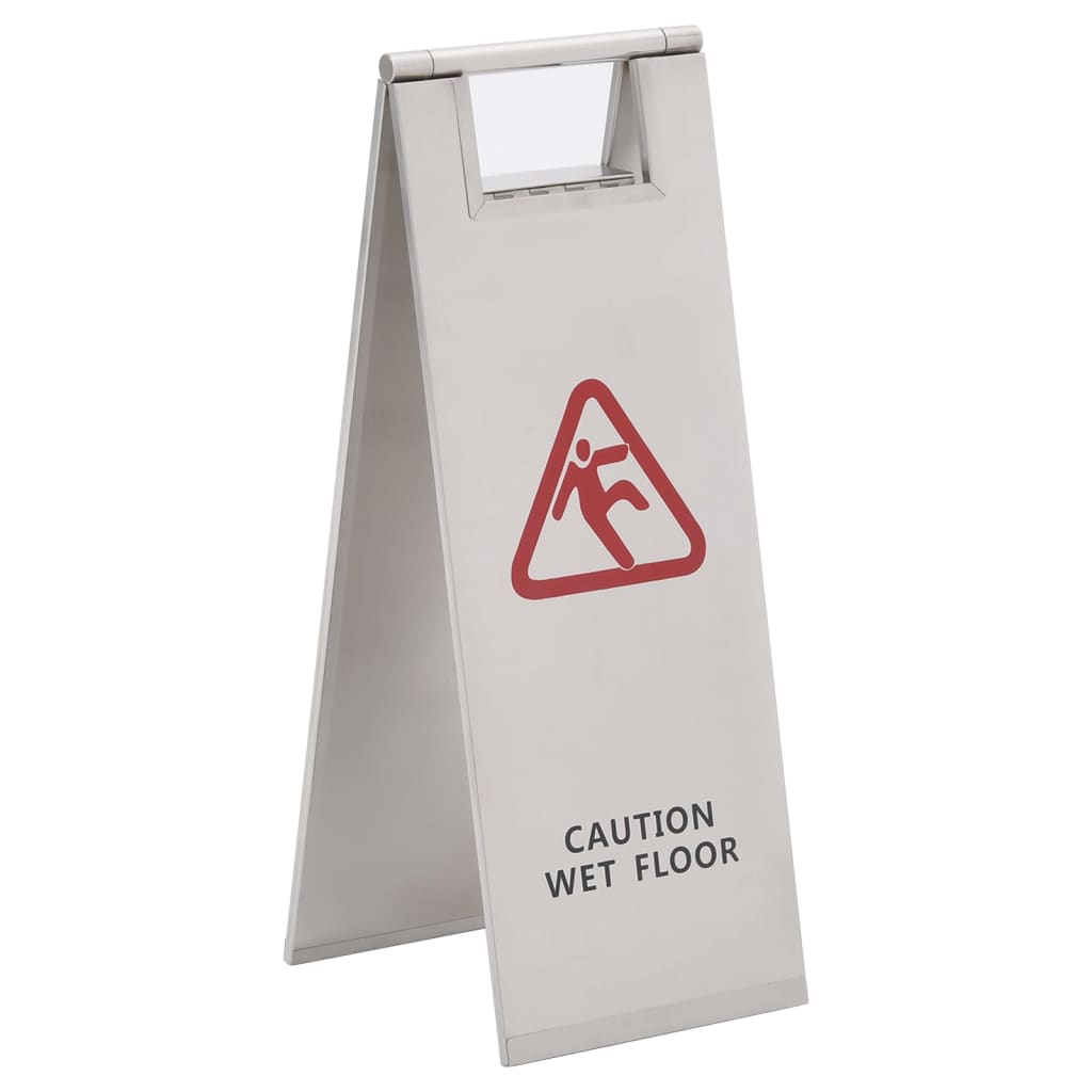Vidaxl Warning Board Floor Flover pliing en acier inoxydable