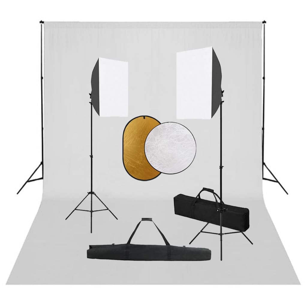 Ensemble de studio photo Vidaxl avec des lampes, arrière-plan et réflecteur