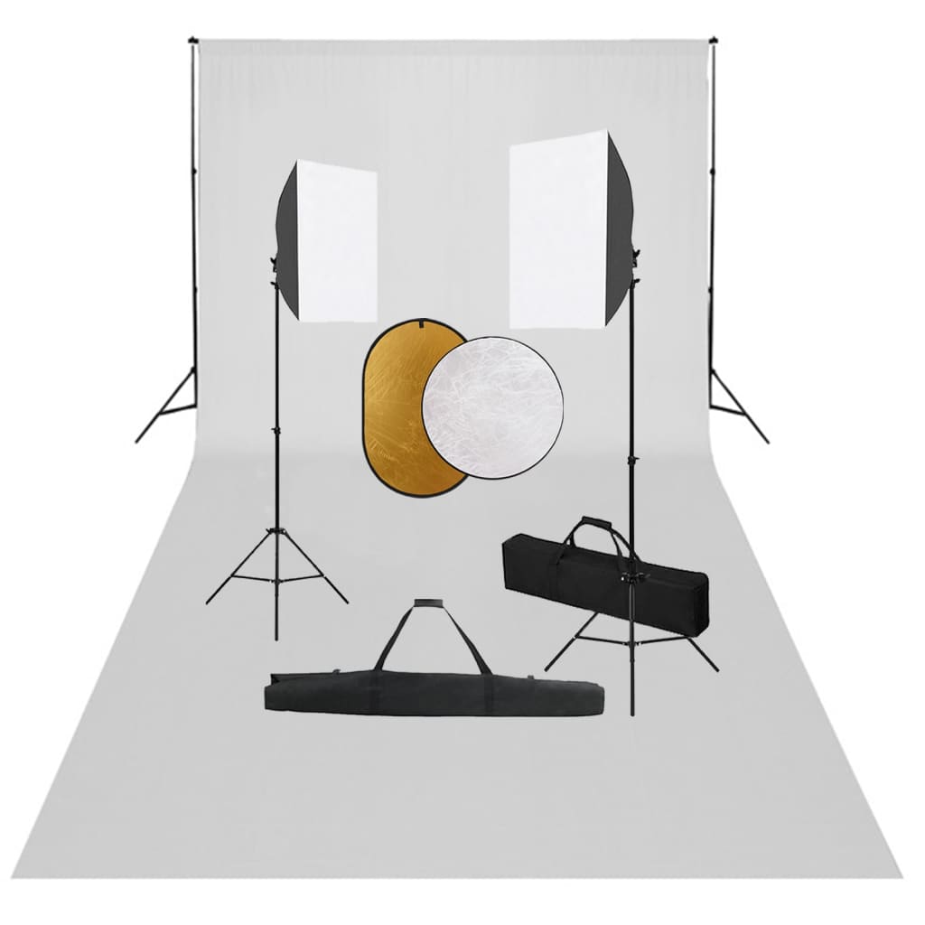 Ensemble de studio photo Vidaxl avec des lampes, arrière-plan et réflecteur