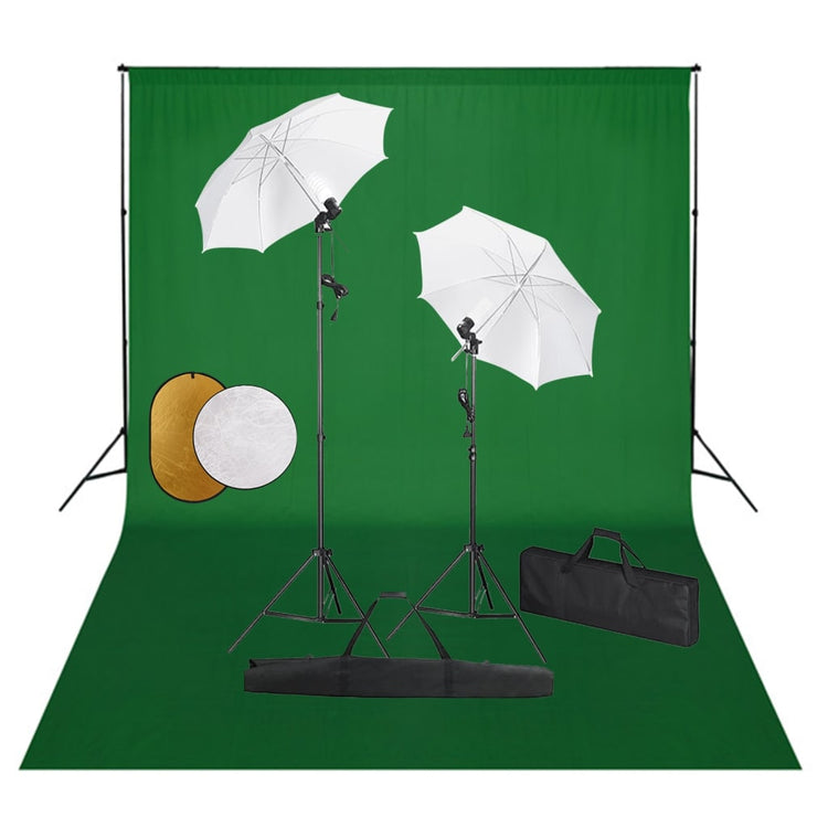 Vidaxl Photo Studio Studio avec des lampes, parapluies, fond et réflecteur