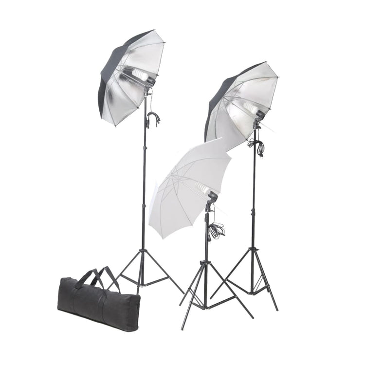 Vidaxl Photo Studio Studio avec des lampes, parapluies, fond et réflecteur