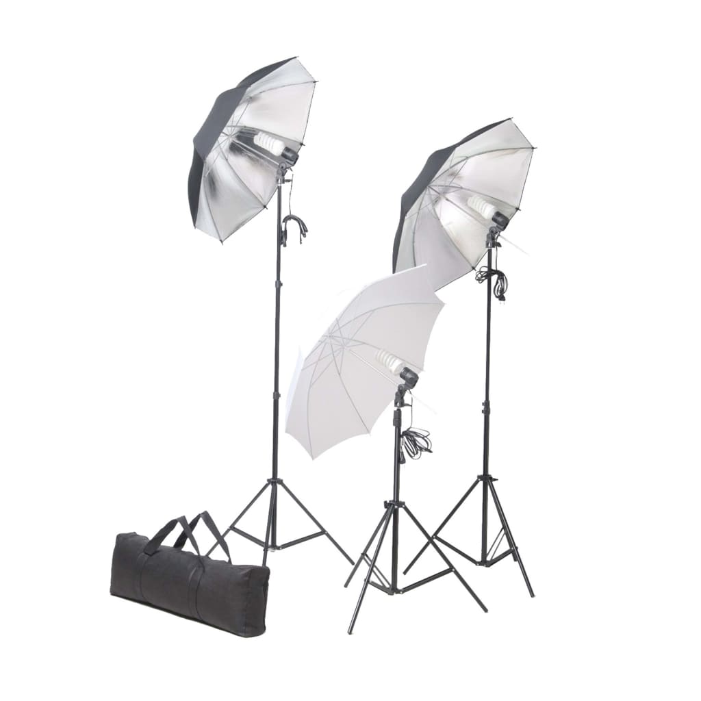 Vidaxl Photo Studio Studio avec des lampes, parapluies, fond et réflecteur