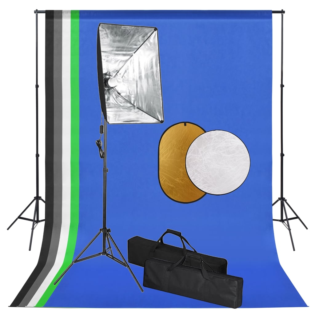 Ensemble de studio photo Vidaxl avec des lampes, arrière-plan et réflecteur