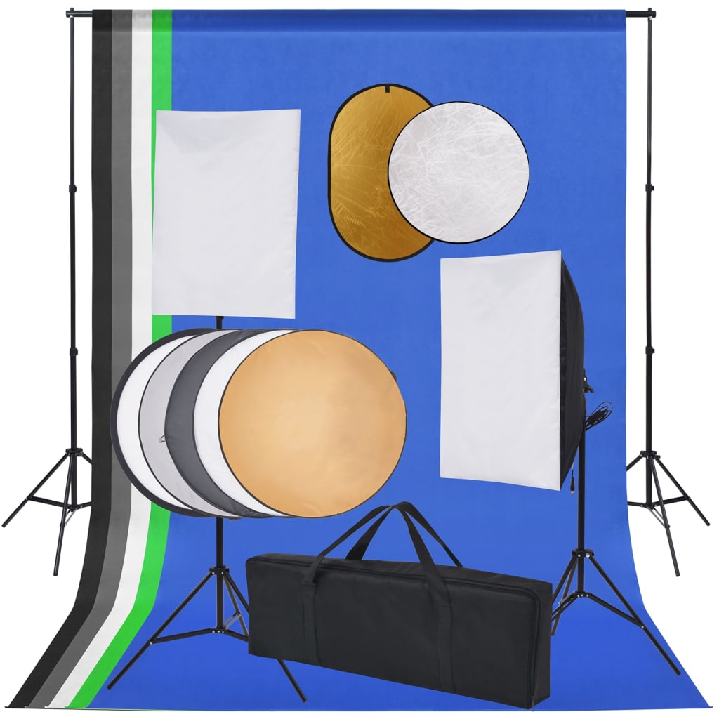 Ensemble de studio photo Vidaxl avec des lampes, arrière-plan et réflecteur