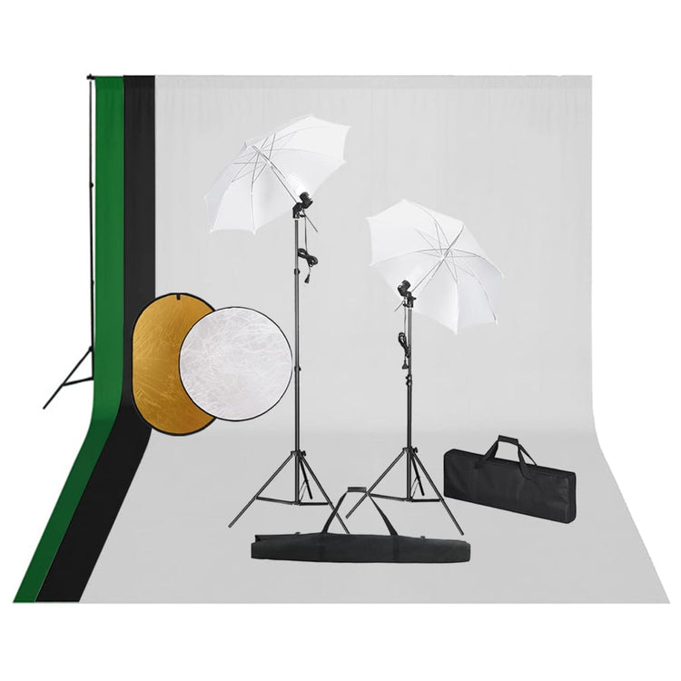 Ensemble de studio photo Vidaxl avec des lampes, fond et réflecteur