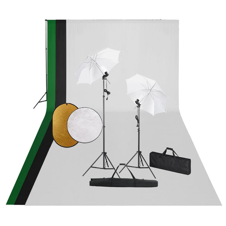 Ensemble de studio photo Vidaxl avec des lampes, fond et réflecteur