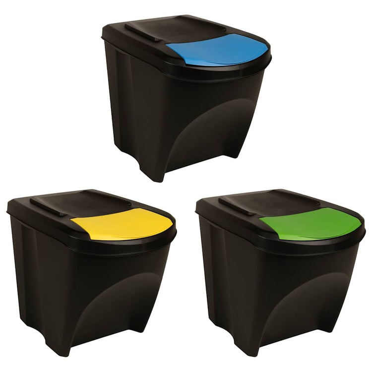 Vidaxl Garbage Cans 3 St Empilable 75 L Anthracite -Colored