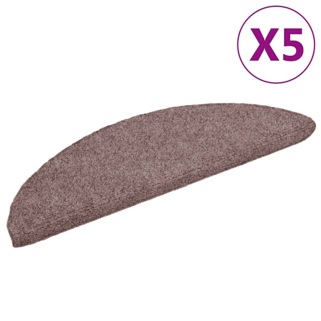 VidaXL tapis d'escalier auto-adhésifs 5 pièces 56x17x3 cm marron clair semi-circulaire