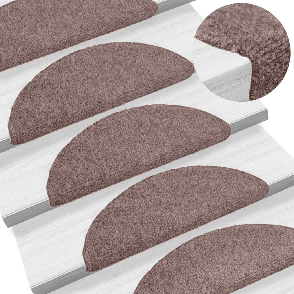 VidaXL tapis d'escalier auto-adhésifs 5 pièces 56x17x3 cm marron clair semi-circulaire