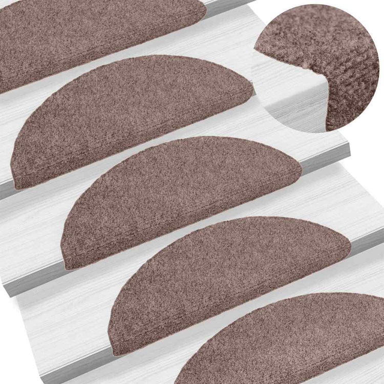 VidaXL tapis d'escalier auto-adhésifs 5 pièces 56x17x3 cm marron clair semi-circulaire