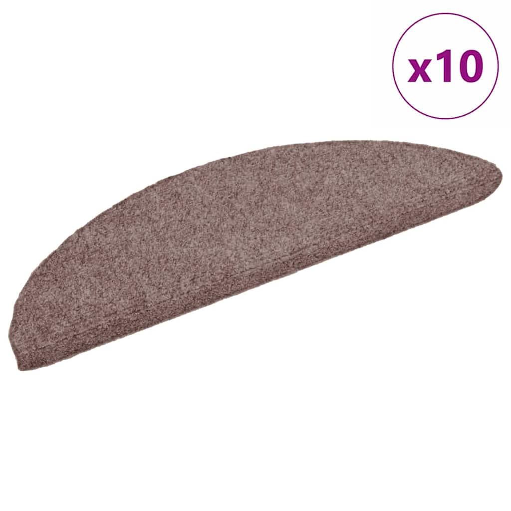 Vidaxl mats d'escalier auto-adhésifs 10 st 56x17x3 cm aiguille en feutre brun