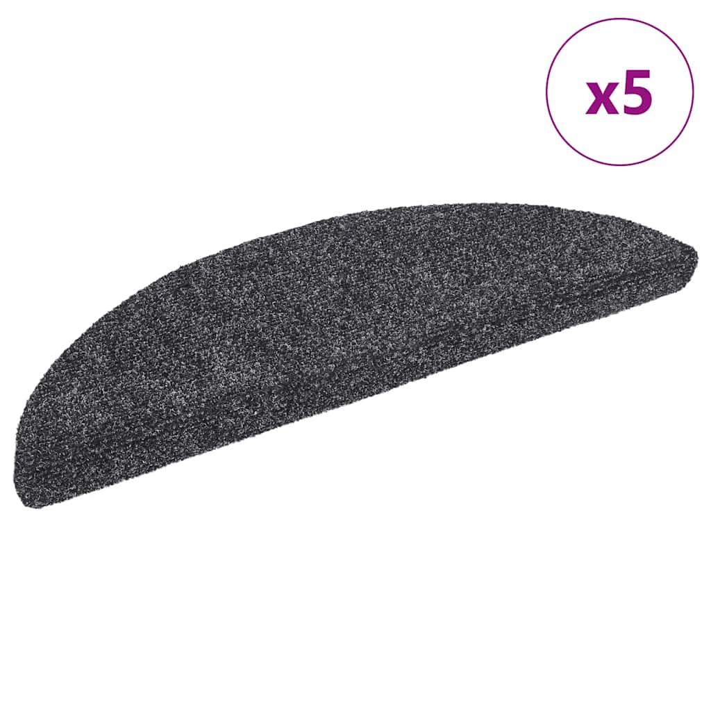Vidaxl Stair Mats auto-adhésif 5 ST 56x17x3 cm aiguille en feutre foncé gris foncé