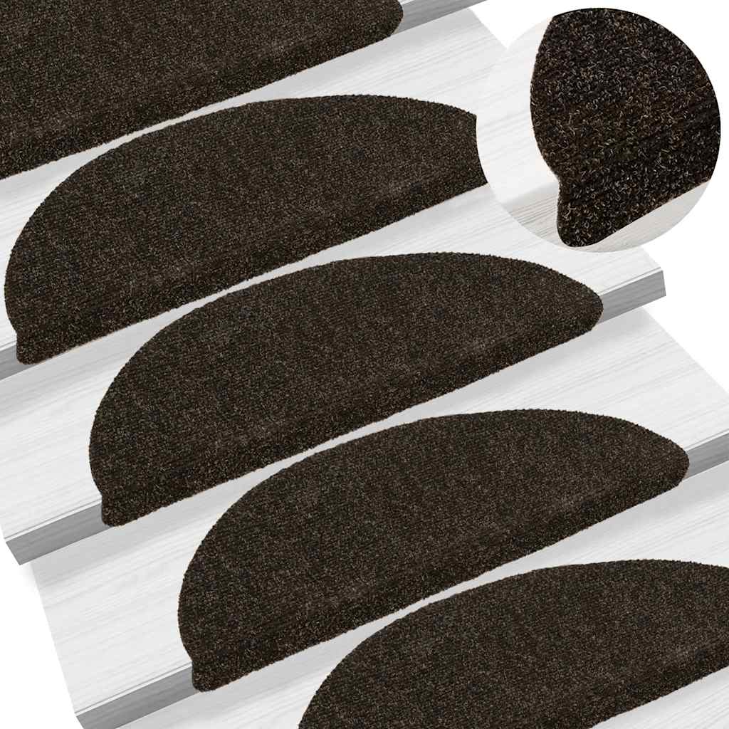 Vidaxl Stair Mats auto-adhésif 10 ST 56x17x3 cm aiguille en feutre foncé brun