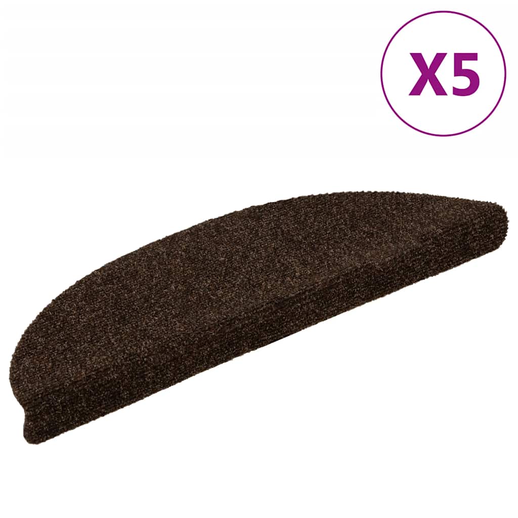 Vidaxl Stair Mats auto-adhésif 5 ST 56X17X3 cm aiguille en feutre brun