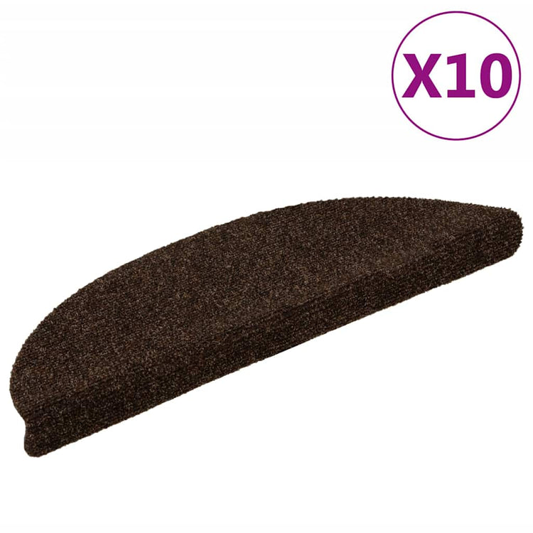 Vidaxl mats d'escalier auto-adhésifs 10 st 56x17x3 cm aiguille en feutre brun