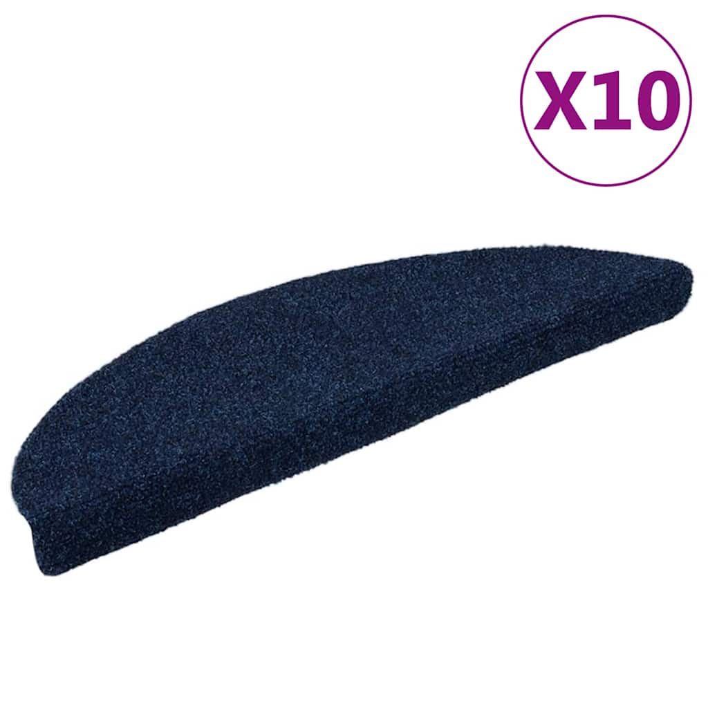 Vidaxl Stair Mats auto-adhésif 10 ST 56x17x3 cm aiguille en feutre bleu marine