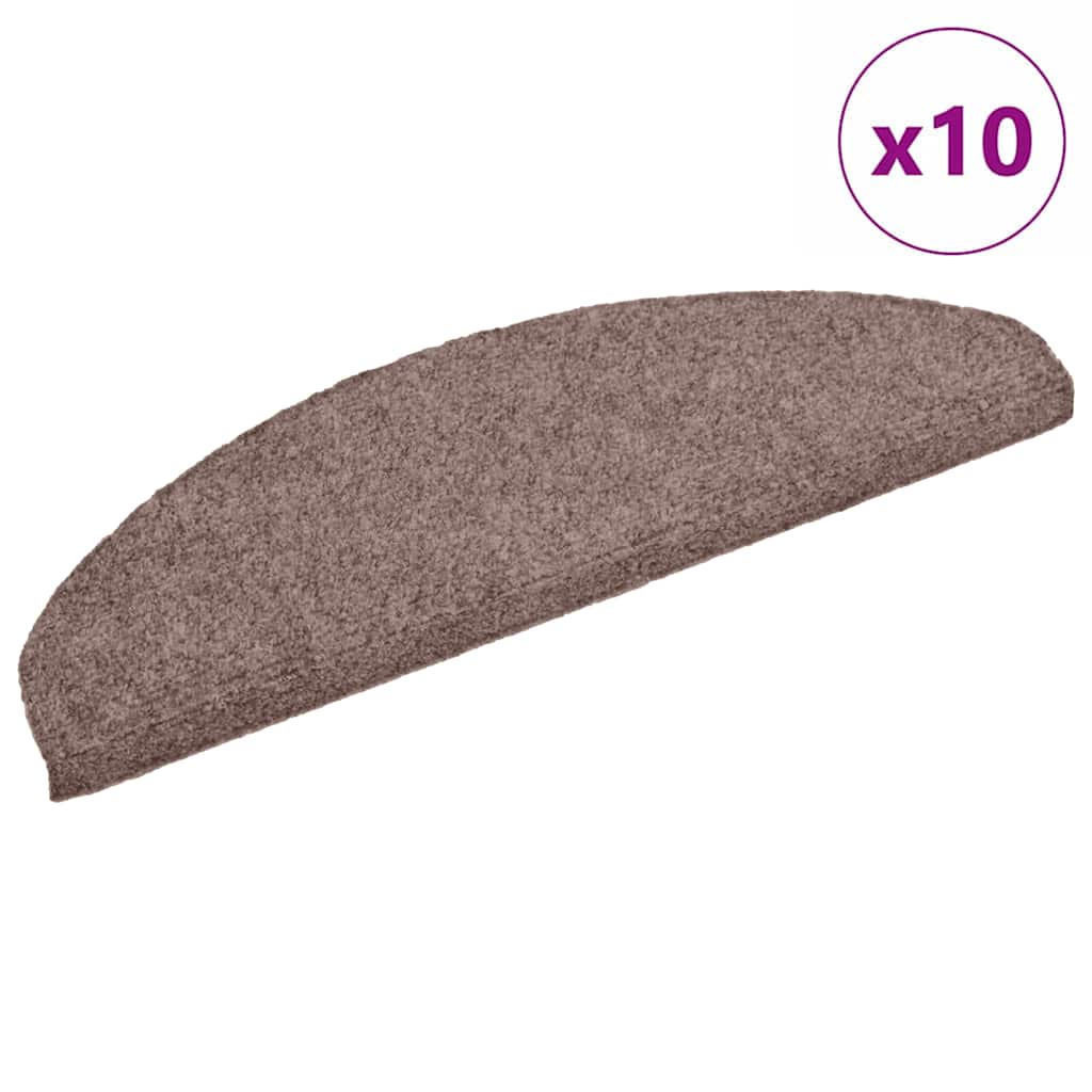 Mattes d'escalier vidaxl auto-adhésifs 10 pcs 65x21x4 cm aiguille en feutre brun