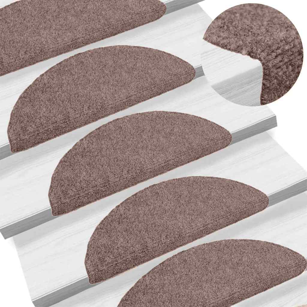 Mattes d'escalier vidaxl auto-adhésifs 10 pcs 65x21x4 cm aiguille en feutre brun