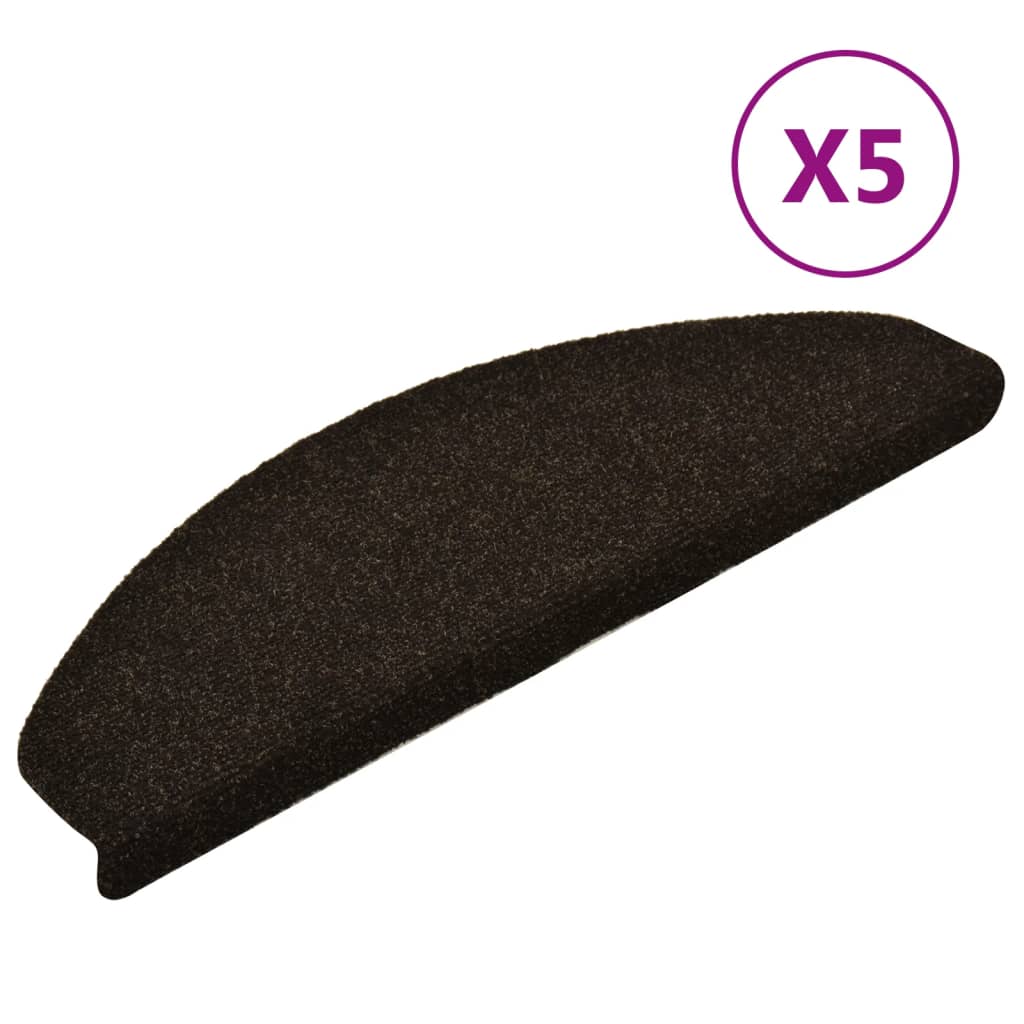 Vidaxl Stair Mats auto-adhésif 5 ST 65X21X4 cm aiguille en feutre foncé