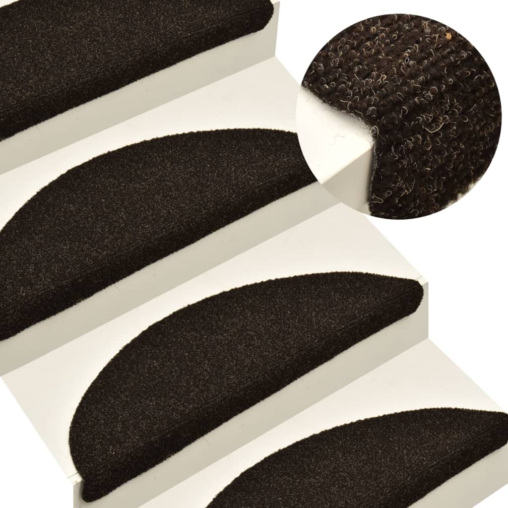 Vidaxl Stair Mats auto-adhésif 5 ST 65X21X4 cm aiguille en feutre foncé