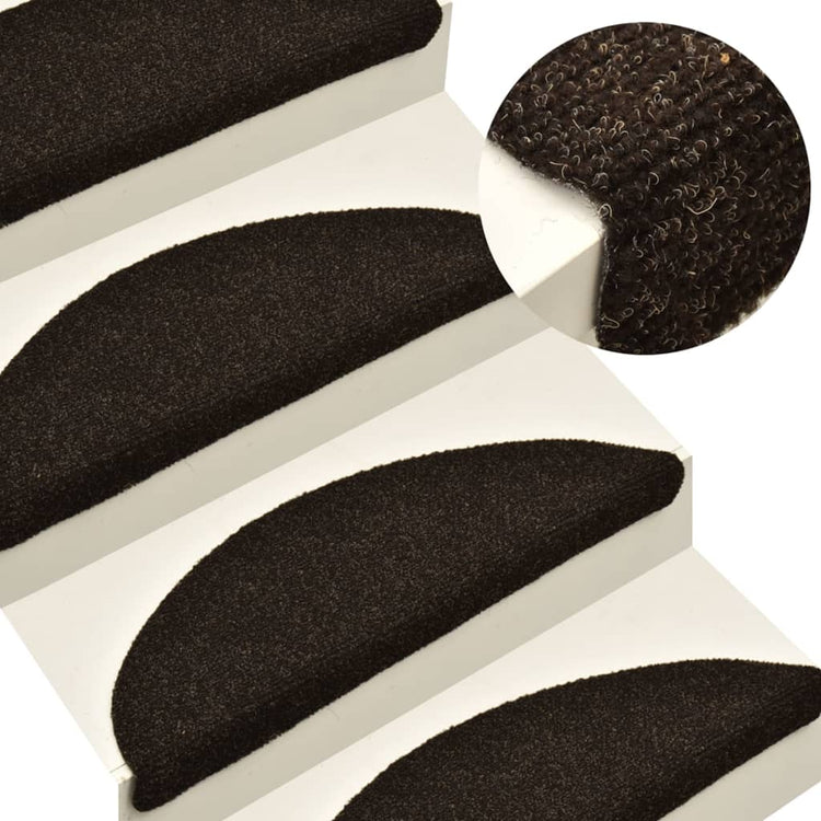 Vidaxl Stair Mats auto-adhésif 5 ST 65X21X4 cm aiguille en feutre foncé