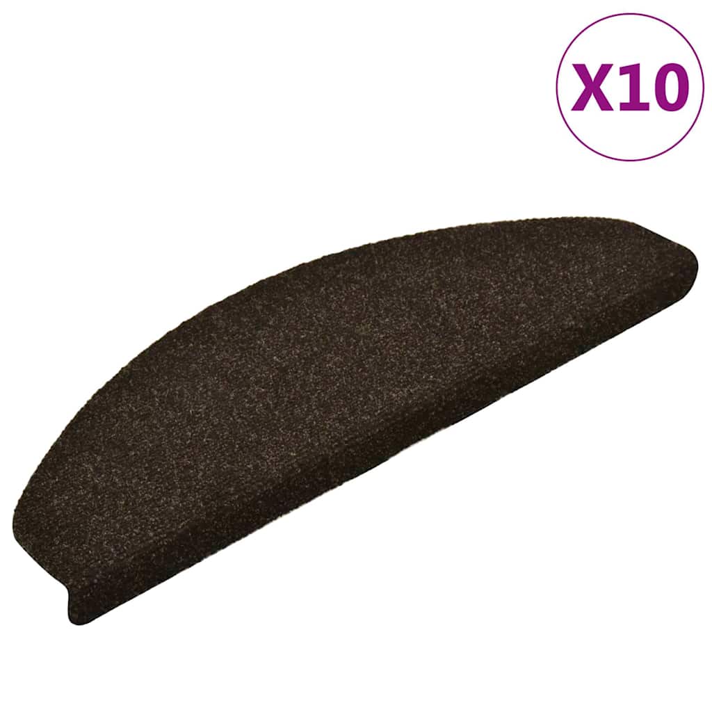 Mattes d'escalier vidaxl auto-adhésifs 10 pcs 65x21x4 cm aiguille en feutre foncé brun foncé