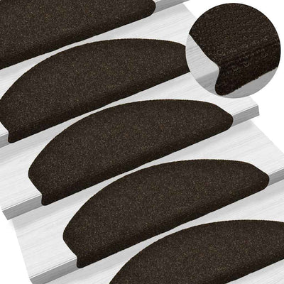 Mattes d'escalier vidaxl auto-adhésifs 10 pcs 65x21x4 cm aiguille en feutre foncé brun foncé