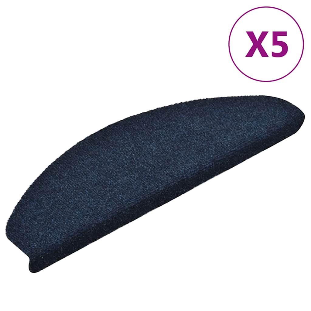 Vidaxl Stair Mats auto-adhésif 5 ST 65x21x4 cm aiguille en feutre bleu marine
