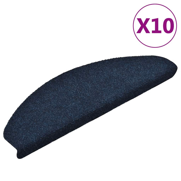 Vidaxl Stair tapis auto-adhésifs 10 pcs 65x21x4 cm aiguille en feutre bleu marine