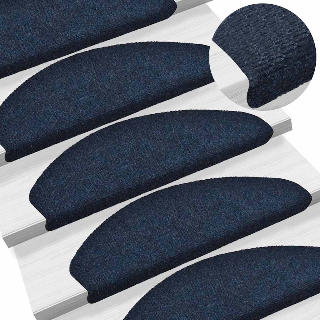 Vidaxl Stair tapis auto-adhésifs 10 pcs 65x21x4 cm aiguille en feutre bleu marine