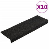 Vidaxl Mat à escalier 10 st 65x21x4 cm aiguille en feutre noir - afbeelding 2