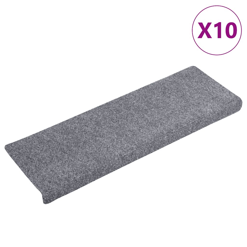 Tapis d'escalier vidaxl 10 pcs 65x21x4 cm aiguille en feutre gris clair