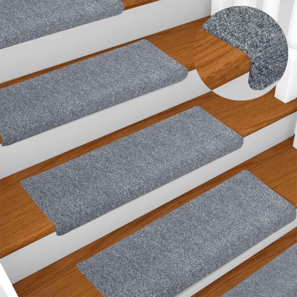Tapis d'escalier vidaxl 10 pcs 65x21x4 cm aiguille en feutre gris clair