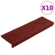 Vidaxl Escalier tapis 10 pcs 65x21x4 cm aiguille en feutre Bordeaux rouge