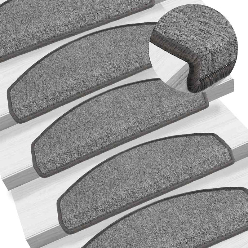 Vidaxl Mats d'escalier 10 st 65x24x4 cm gris foncé