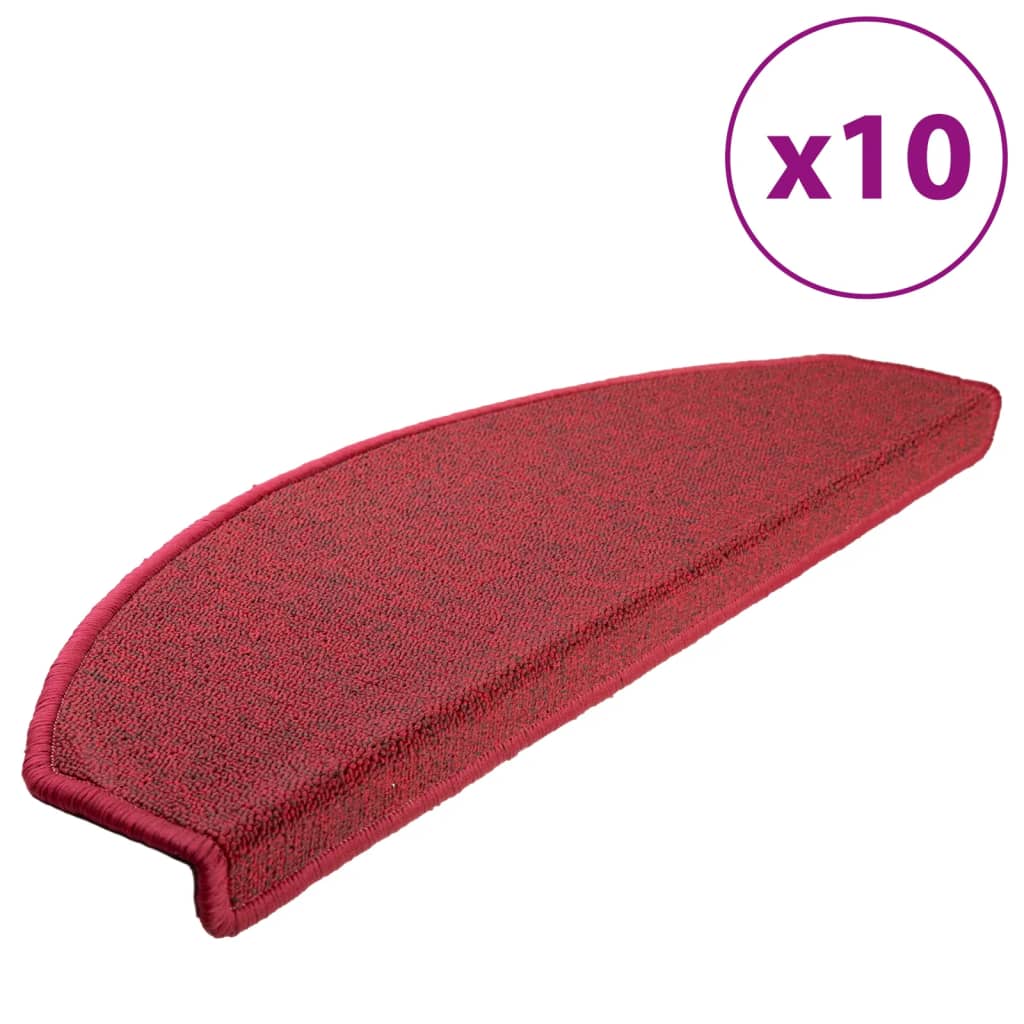 Vidaxl Mats d'escalier 10 ST 65X24X4 CM Bordeaux Red