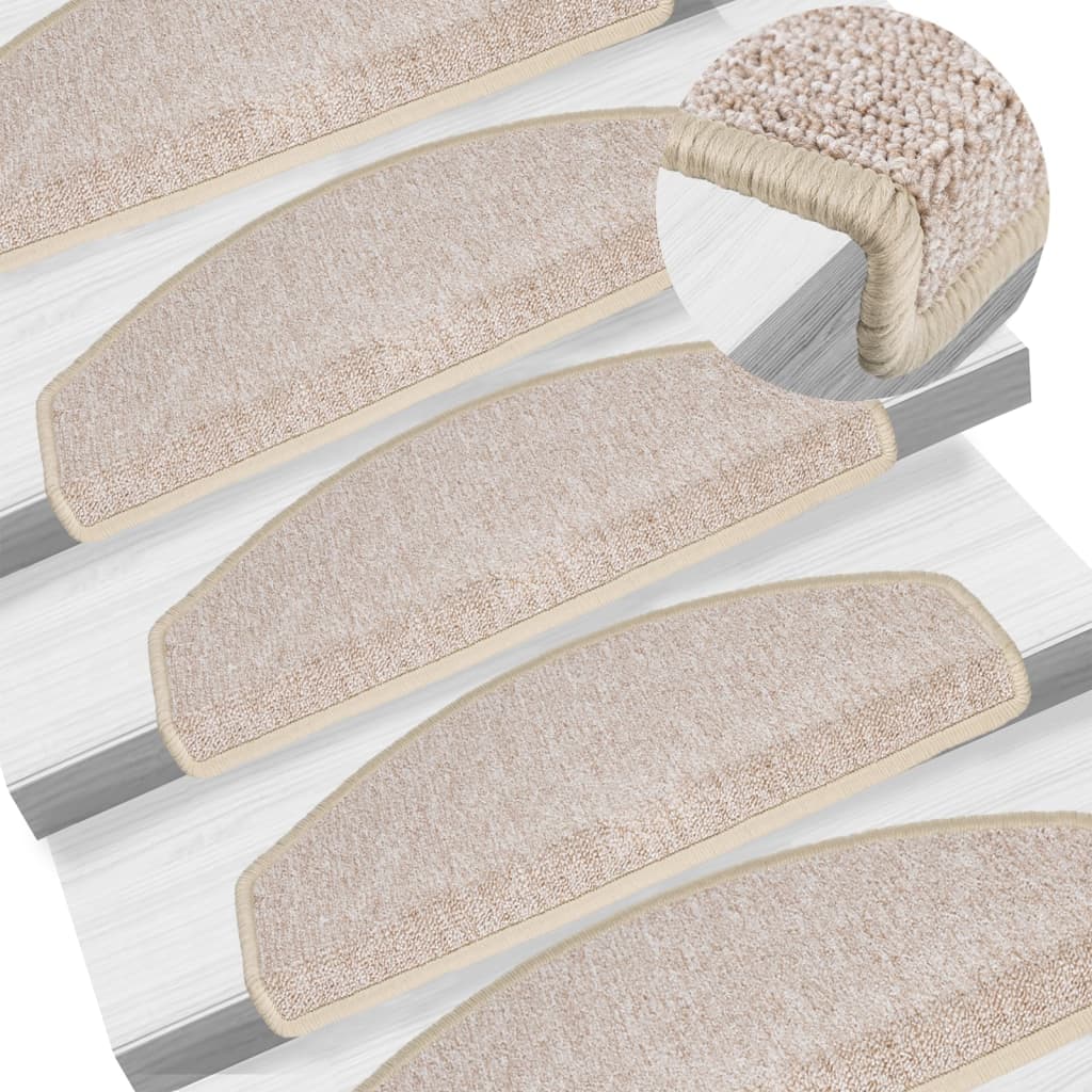 Vidaxx tapis d'escalier 10 pcs 65x24x4 cm taupe semi-circulaire grand