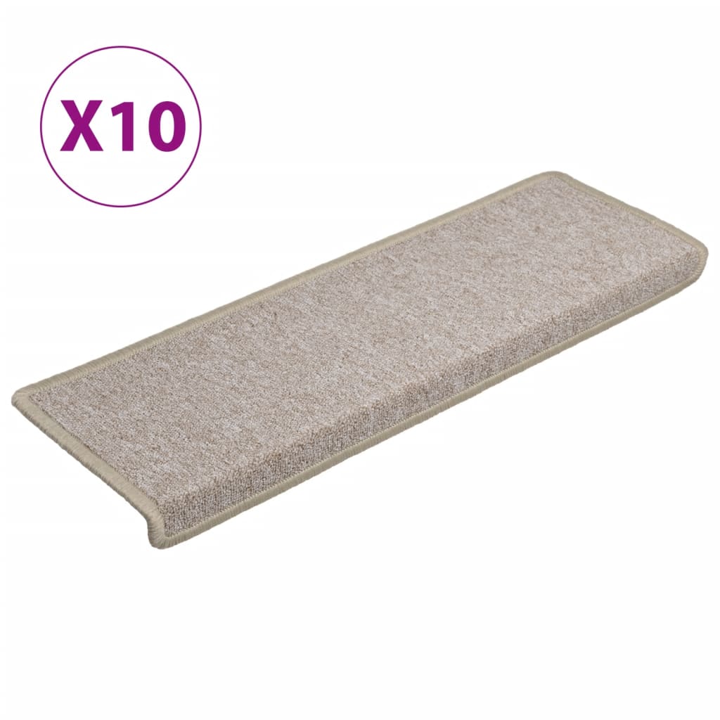 Vidaxl Mats d'escalier 10 st 65x21x4 cm taupe