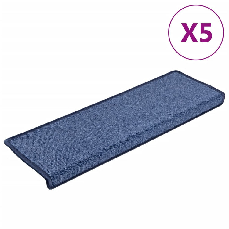 Vidaxl Mats d'escalier 5 st 65x21x4 cm bleu